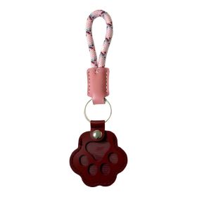 Pet Fur Memory Charm Leather Keychain Keepsake For Dog Cat Hair Paw-Shaped Design Memorial Sympathy Gift For Grieving Owners (Option: Pink)