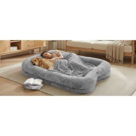 Human Dog Bed Washable Large Size Non Slip Bottom Comfortable Plush Giant Size Dog Bed With Blanket And Pocket For Home (Option: Default)